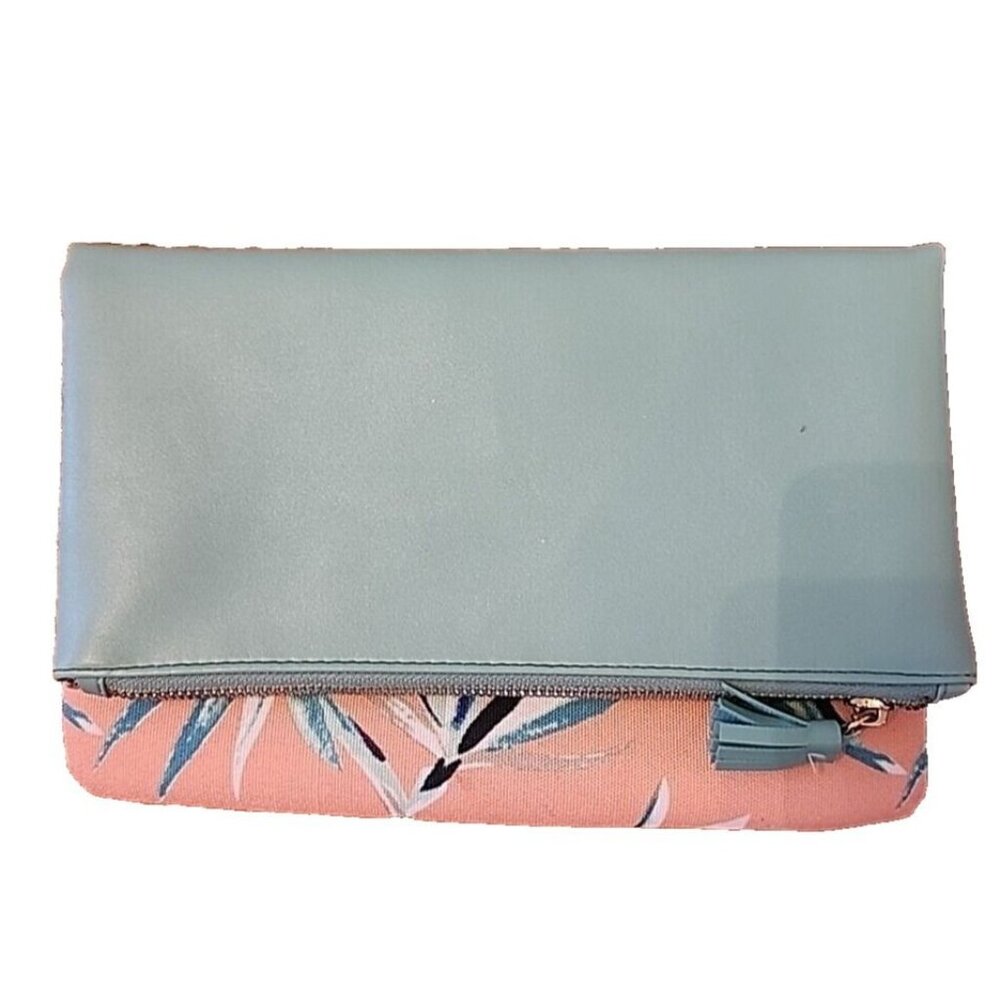 Rachel Pally Paradise Handbag Tropical Foldover Clutch Bag Aqua Peach